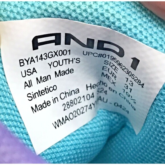 AND1 White Glow In The Dark Sneakers Youth 13 Hook & Loop Basketball Shoes - Picture 10 of 13